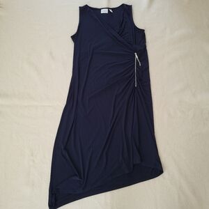 Chico's Navy Blue Dress Women's Size 3 Sleevless Asymmetric Zipper